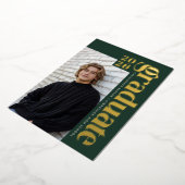 2026 Forest Green Modern 4 Photo Graduation Gold 箔招待状 (回転した状態)