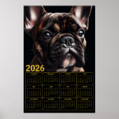 2026 French Bulldog Calendar ポスター (正面)