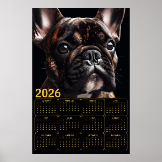 2026 French Bulldog Calendar ポスター (正面)