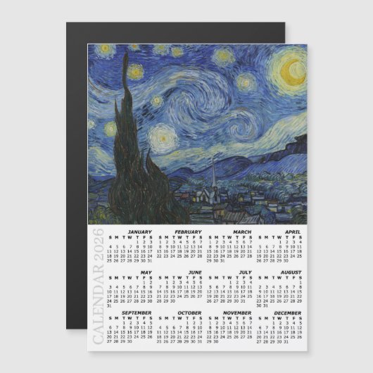 2026 Fridge Calendar, Starry Night / Van Gogh (正面/裏面)