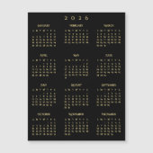2026 Full Year Black Gold Yearly Calendar Magnet (正面)