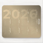2026 Full Year Calendar Brown Gradient Background マウスパッド (正面)
