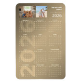 2026 Full Year Calendar Brown Personalised Photo マグネット (縦)