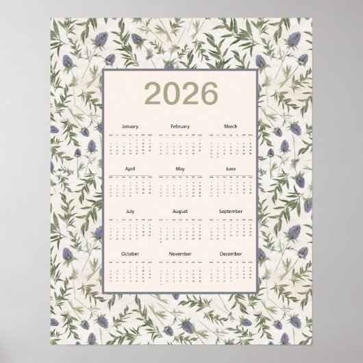 2026 Full Year Calendar Thistle ポスター (正面)
