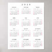 2026 Full Year Home Office Yearly Wall Calendar ポスター (正面)