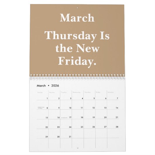 2026 Funny Office Countdown to Weekend カレンダー (3月 2026)