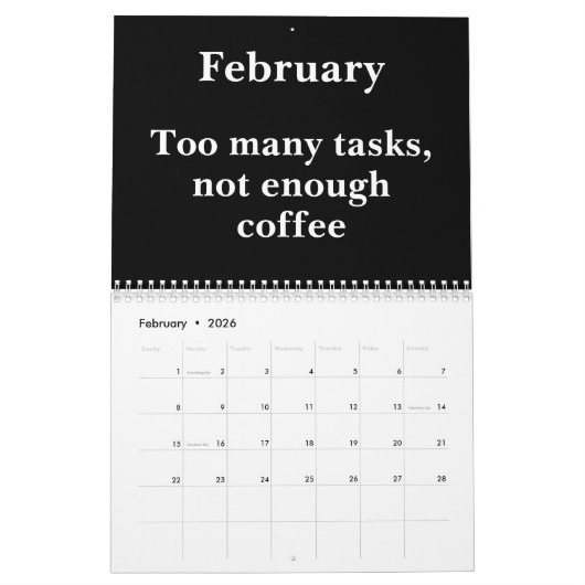 2026 Funny Office Desk Wall Calendar カレンダー (2月 2026)