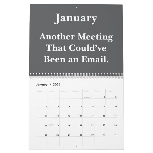 2026 Funny Office Meeting Madness カレンダー (1月 2026)
