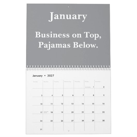 2026 Funny Office Remote Work Humor カレンダー (1月 2027)