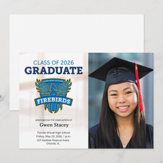 2026 FVHS Graduation Announcement w/ Photo (Light) 案内状 (正面/裏面)