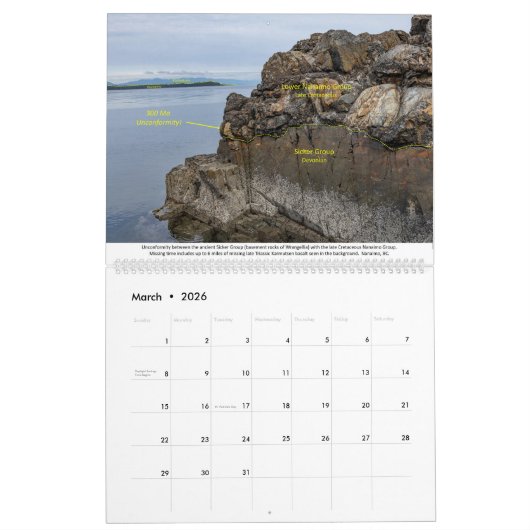 2026 Geology Calendar カレンダー (3月 2026)