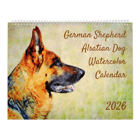 2026 German Shepherd Alsatian Dog Lover GSD Gift カレンダー (カバー)