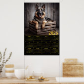 2026 German Shepherd Calendar ポスター (キッチン)