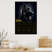 2026 German Shepherd Calendar – Bold Portrait  ポスター (キッチン)