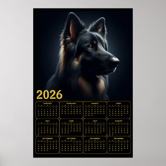 2026 German Shepherd Calendar – Bold Portrait  ポスター (正面)