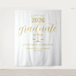 2026 Gold Graduate Law School Graduation Backdrop タペストリー