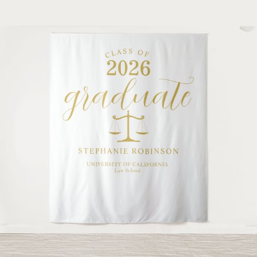 2026 Gold Graduate Law School Graduation Backdrop タペストリー (正面)