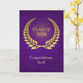 2026 Gold Graduation Laurel Wreath On Purple カード (黄色い花)