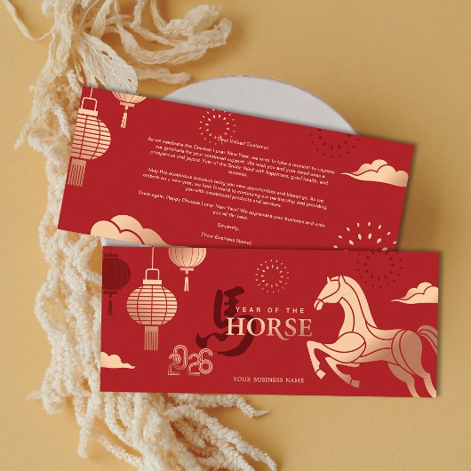 2026 Gold Horse Chinese New Year Business Greeting シーズンカード
