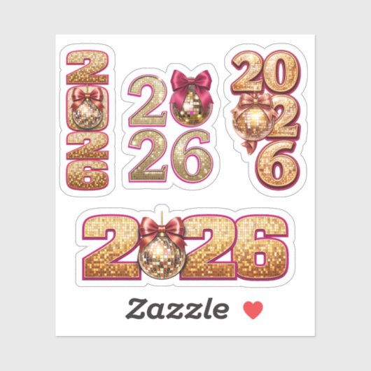 2026 Golden Disco Ball New Year Sticker Set シール (シート)