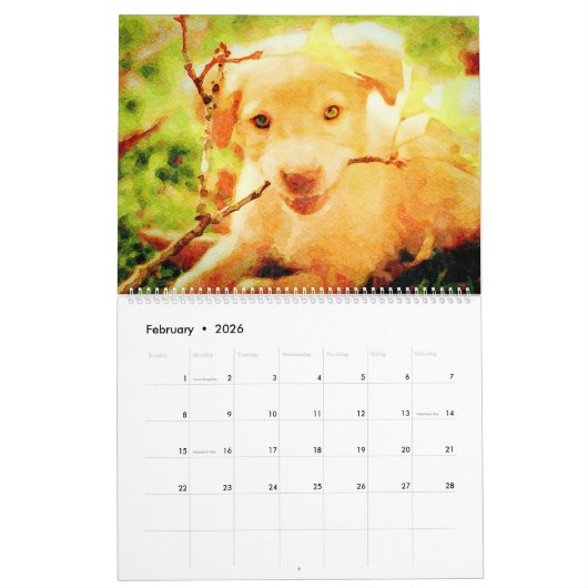 2026 Golden Labrador Dog Lovers Gift Lab Mama Gift カレンダー (2月 2026)
