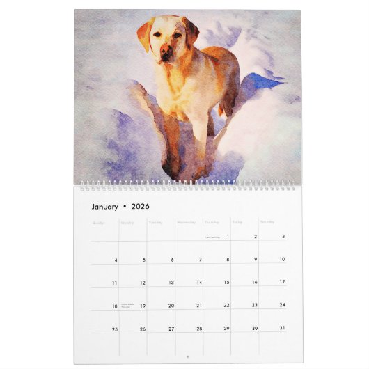2026 Golden Labrador Dog Lovers Gift Lab Mama Gift カレンダー (1月 2026)