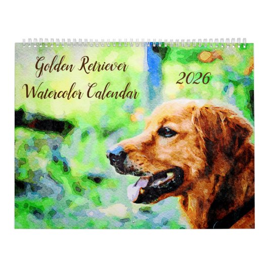 2026 Golden Retriever Dogs Golden Owner gift カレンダー (カバー)