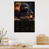 2026 Goldendoodle with Lantern and Candle Calendar ポスター (キッチン)