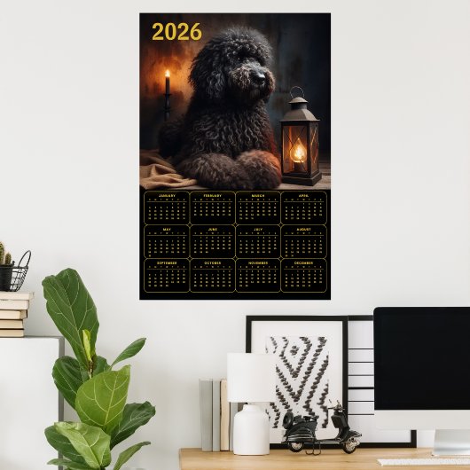 2026 Goldendoodle with Lantern and Candle Calendar ポスター (ホームオフィス)