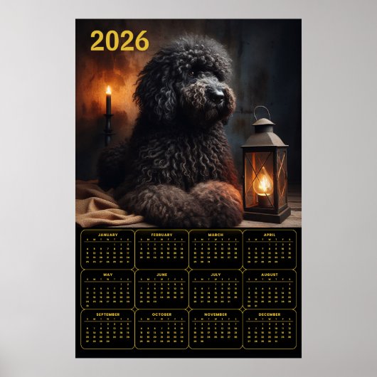 2026 Goldendoodle with Lantern and Candle Calendar ポスター (正面)