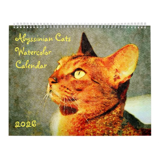 2026 Gorgeous Abyssinian Cat Lovers Gift カレンダー (カバー)