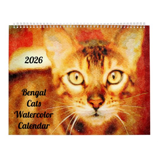 2026 Gorgeous Bengal Cat Owner Lover Gift カレンダー (カバー)