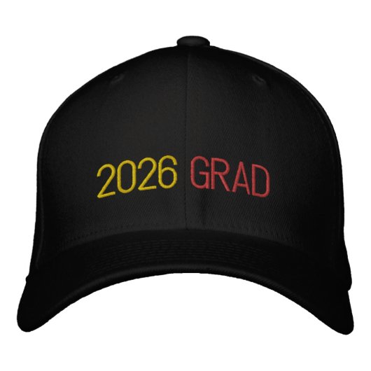 2026 GRADモノグラムイニシャルスクールカラーおもしろい 刺繍入りキャップ (正面)