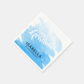 2026 Graduate Blue Ombre Watercolor スタンダードカクテルナプキン (角)