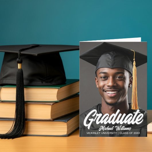 2026 Graduate Photo Bold Folded Graduation 案内状