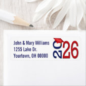 2026 Graduation Blue and Red School Colors ラベル (インサイチュ)