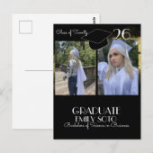 2026 Graduation Collage Script Gold Black ポストカード (正面/裏面)