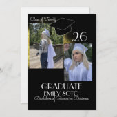 2026 Graduation Collage Script Gold Black 招待状 (正面/裏面)