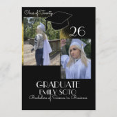 2026 Graduation Collage Script Gold Black 招待状 (正面)
