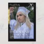 2026 Graduation Collage Script Gold Photo 招待状 (正面)