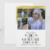 2026 Graduation Collage Script Stars Three Photo 招待状 (正面/裏面)