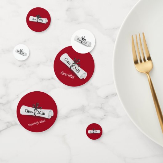 2026 Graduation Diploma on White and Red  コンフェッティ (グループ)