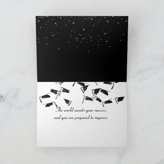 2026 Graduation Gold Confetti and Cap カード (内部)