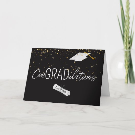 2026 Graduation Gold Confetti and Cap カード (正面)