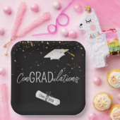 2026 Graduation Gold Confetti and Cap ペーパープレート (パーティー)