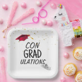 2026 Graduation Gold Confetti and Red Cap ペーパープレート (パーティー)