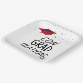 2026 Graduation Gold Confetti and Red Cap ペーパープレート (傾斜あり)