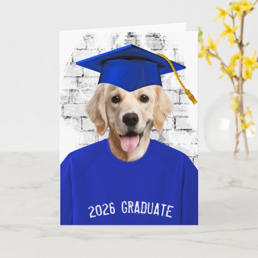 2026 Graduation Golden Retriever  カード (黄色い花)