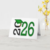 2026 Graduation Green and Black School Colors カード (黄色い花)
