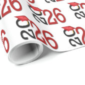 2026 Graduation Red and Black On White ラッピングペーパー (ロールコーナー)